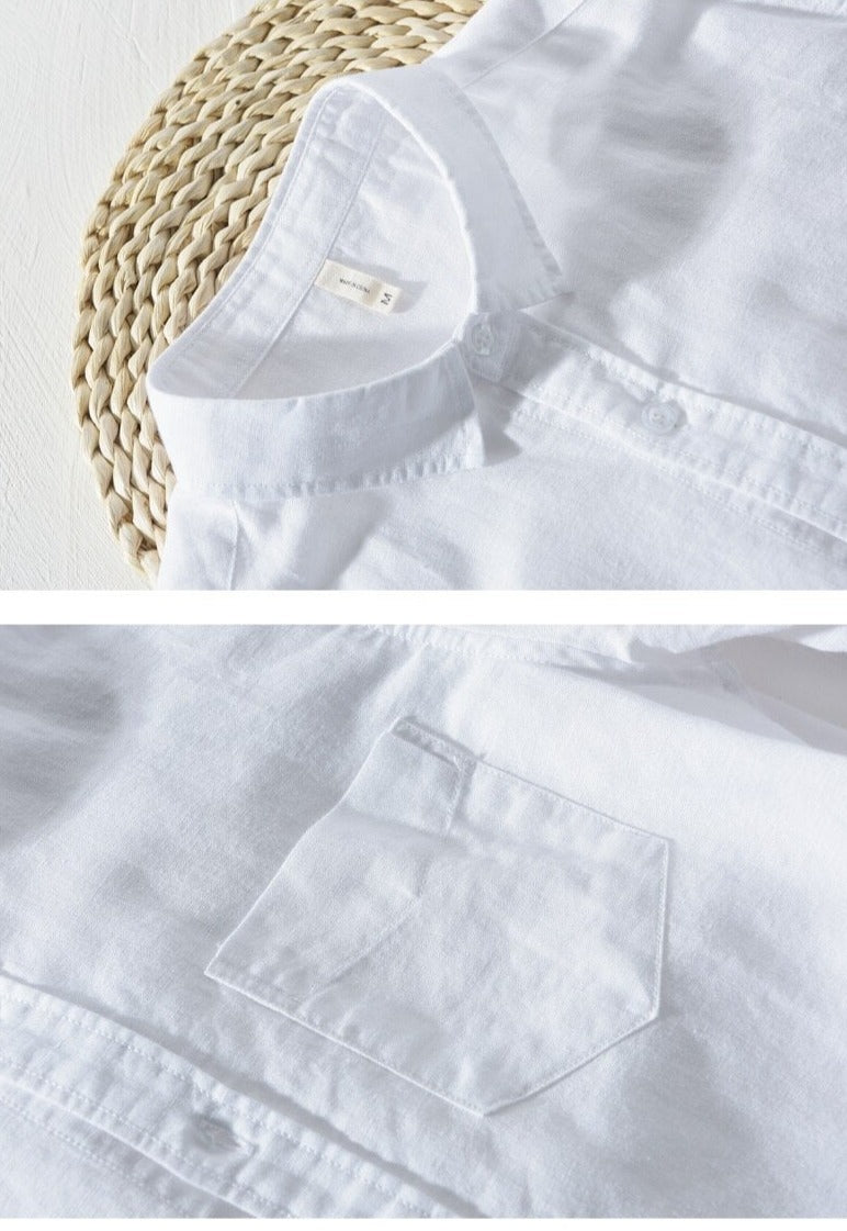 Long Sleeve Linen Shirt in Solid Color
