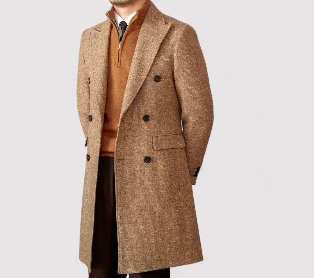 Stylish Men's Double-Breasted Wool Winter Coat