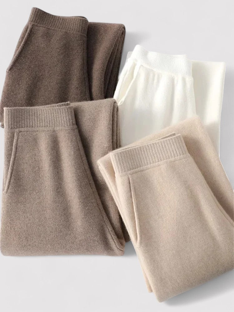 Luxe Cashmere Wide Leg Sweatpants with High Waist for Women