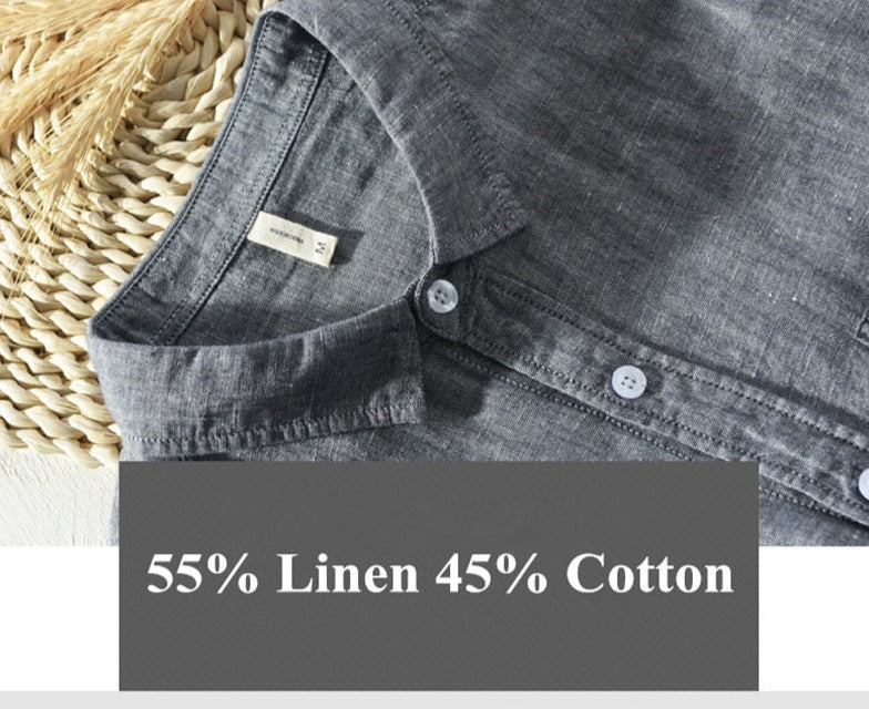 Long Sleeve Linen Shirt in Solid Color