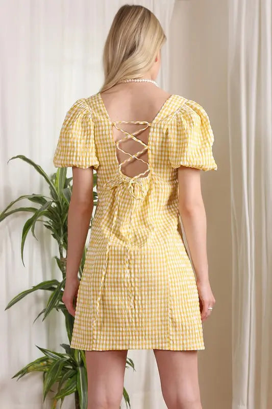 Charming Gingham Lilou Back Strap Dress