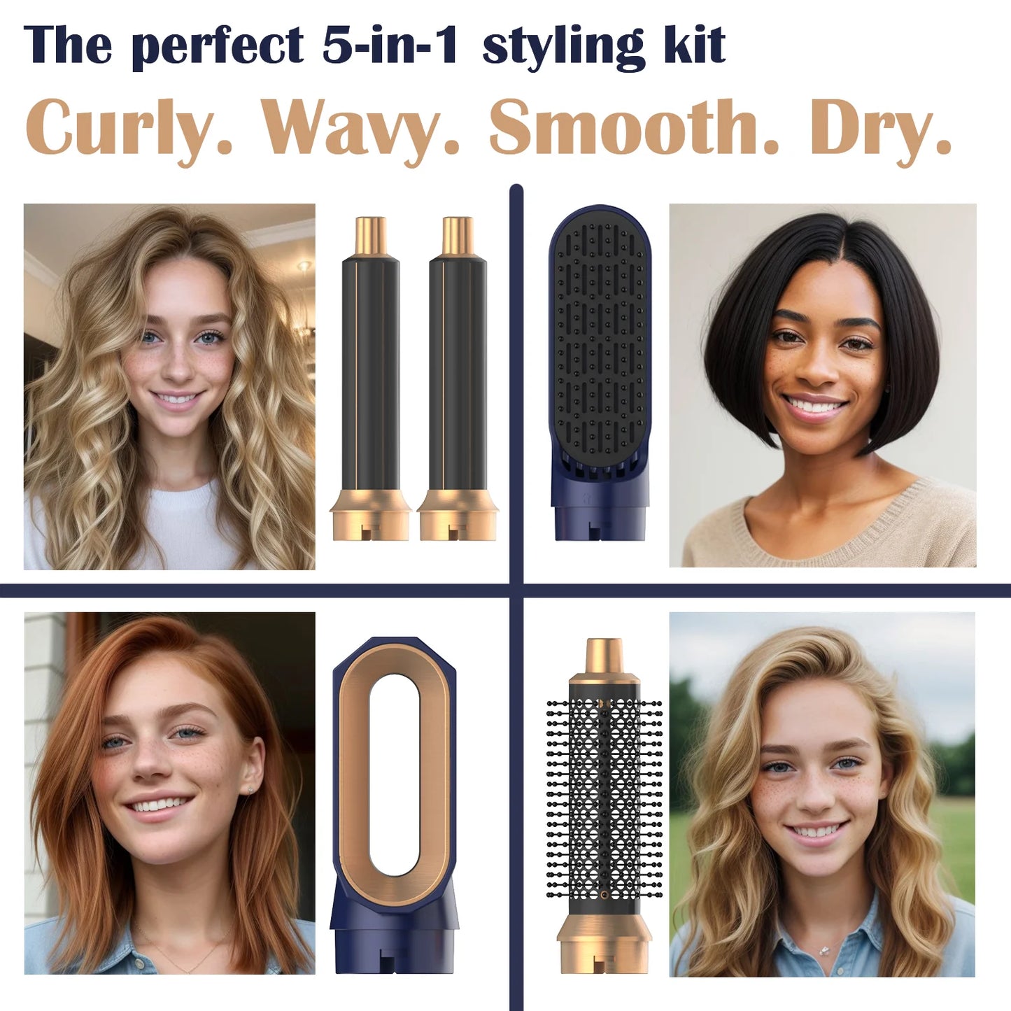 New 5-in-1 Hair Dryer Hot Comb Set