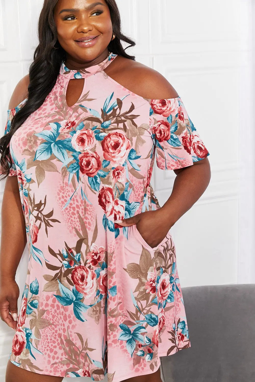 Sew In Love | Charming Cold-Shoulder Dress with Fresh-Cut Flowers