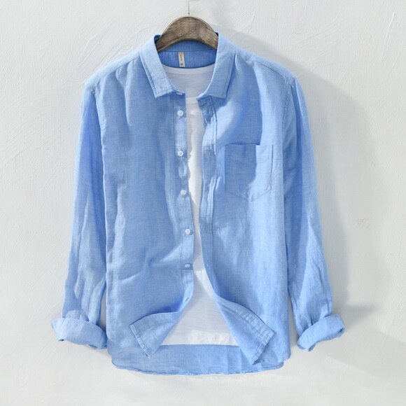 Long Sleeve Linen Shirt in Solid Color