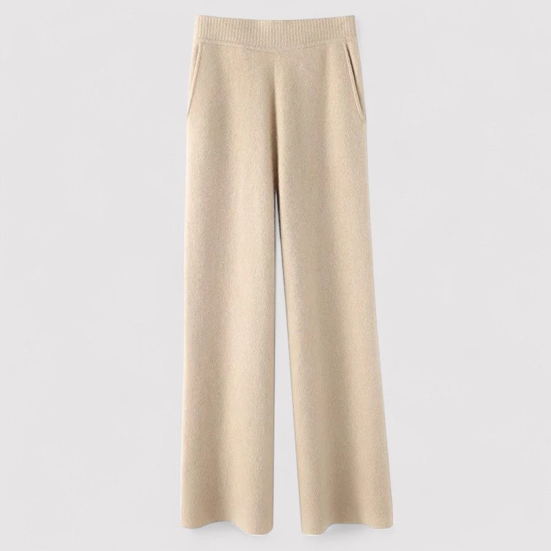 Luxe Cashmere Wide Leg Sweatpants with High Waist for Women