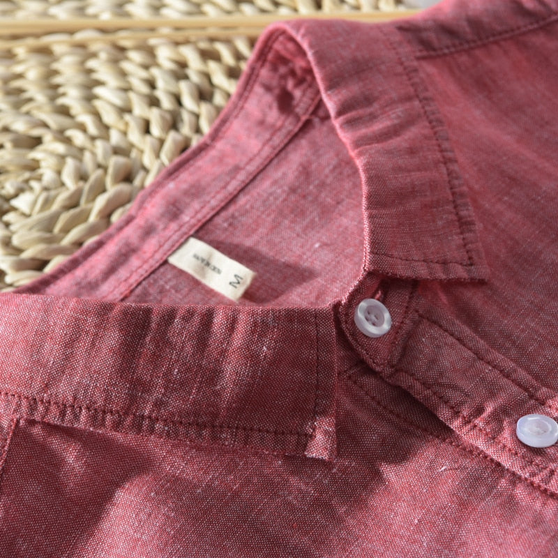 Long Sleeve Linen Shirt in Solid Color