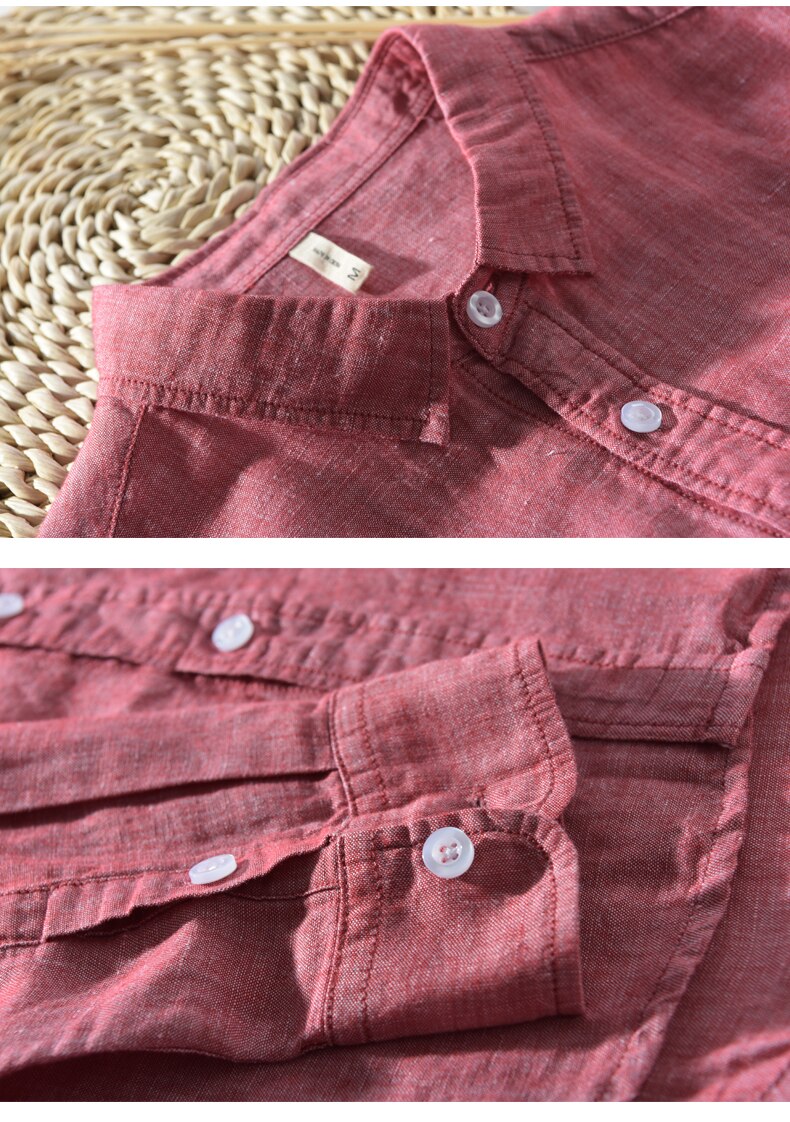 Long Sleeve Linen Shirt in Solid Color