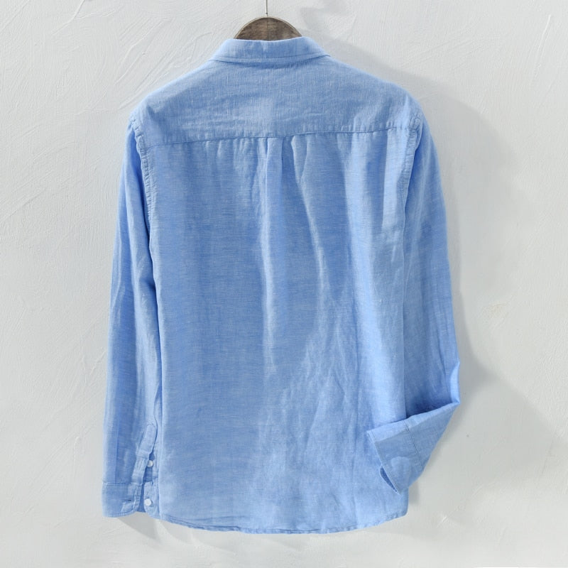 Long Sleeve Linen Shirt in Solid Color