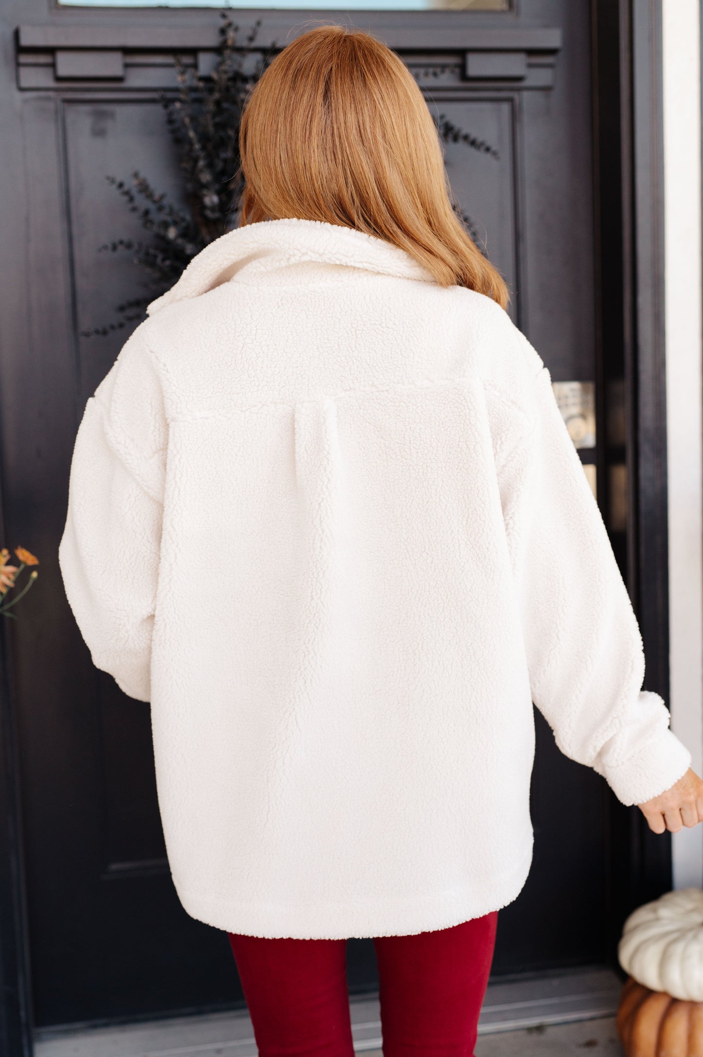 Cozy White Sherpa Coat with Elegant Shroud