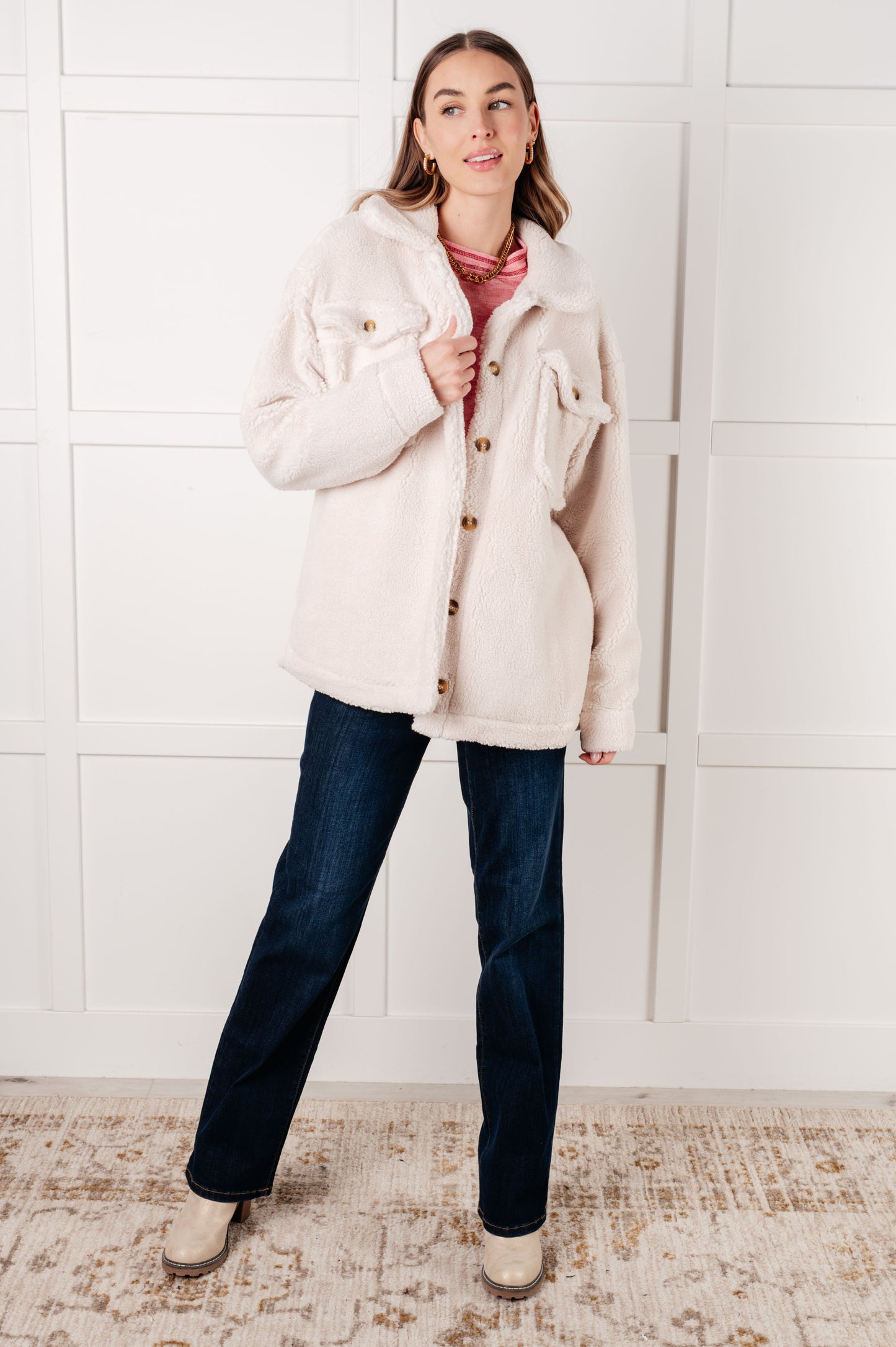 Cozy White Sherpa Coat with Elegant Shroud