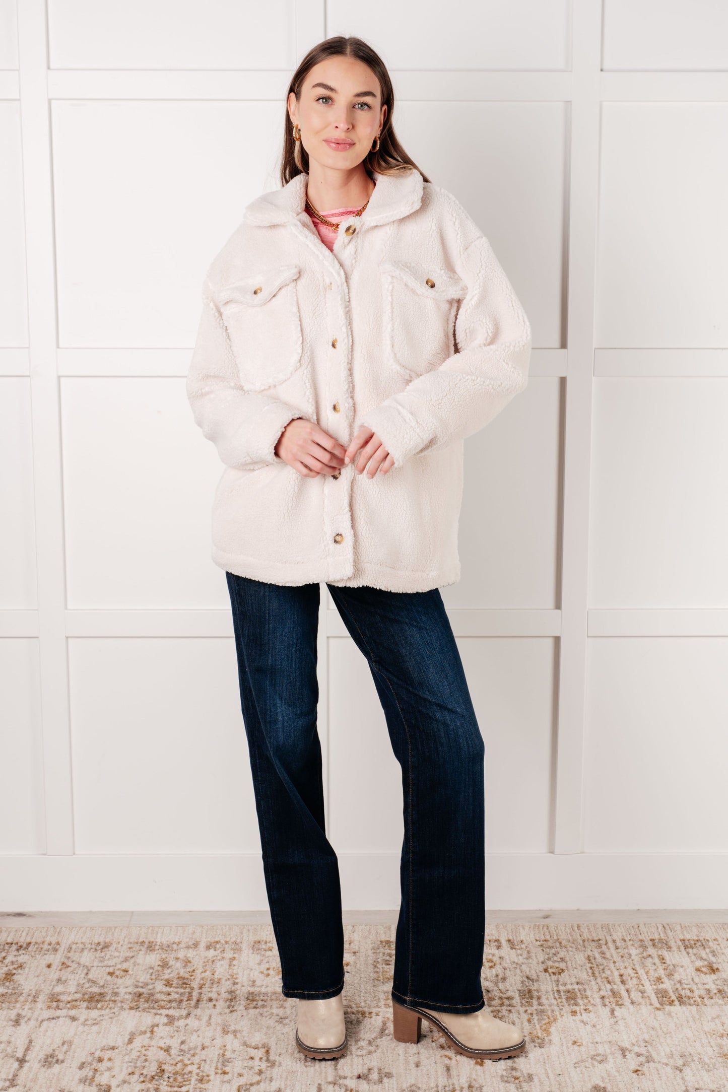 Cozy White Sherpa Coat with Elegant Shroud