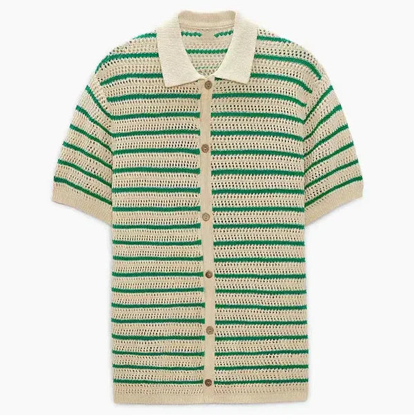 Elevate Your Style with the Marbella Knit Button-Up Shirt