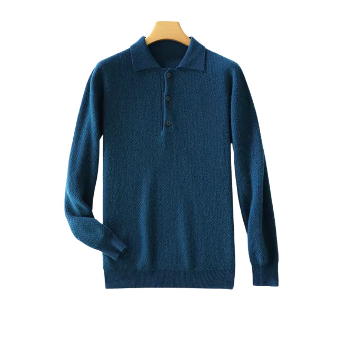 Luxurious Cashmere Sweater in Classic Wool Herringbone for Men