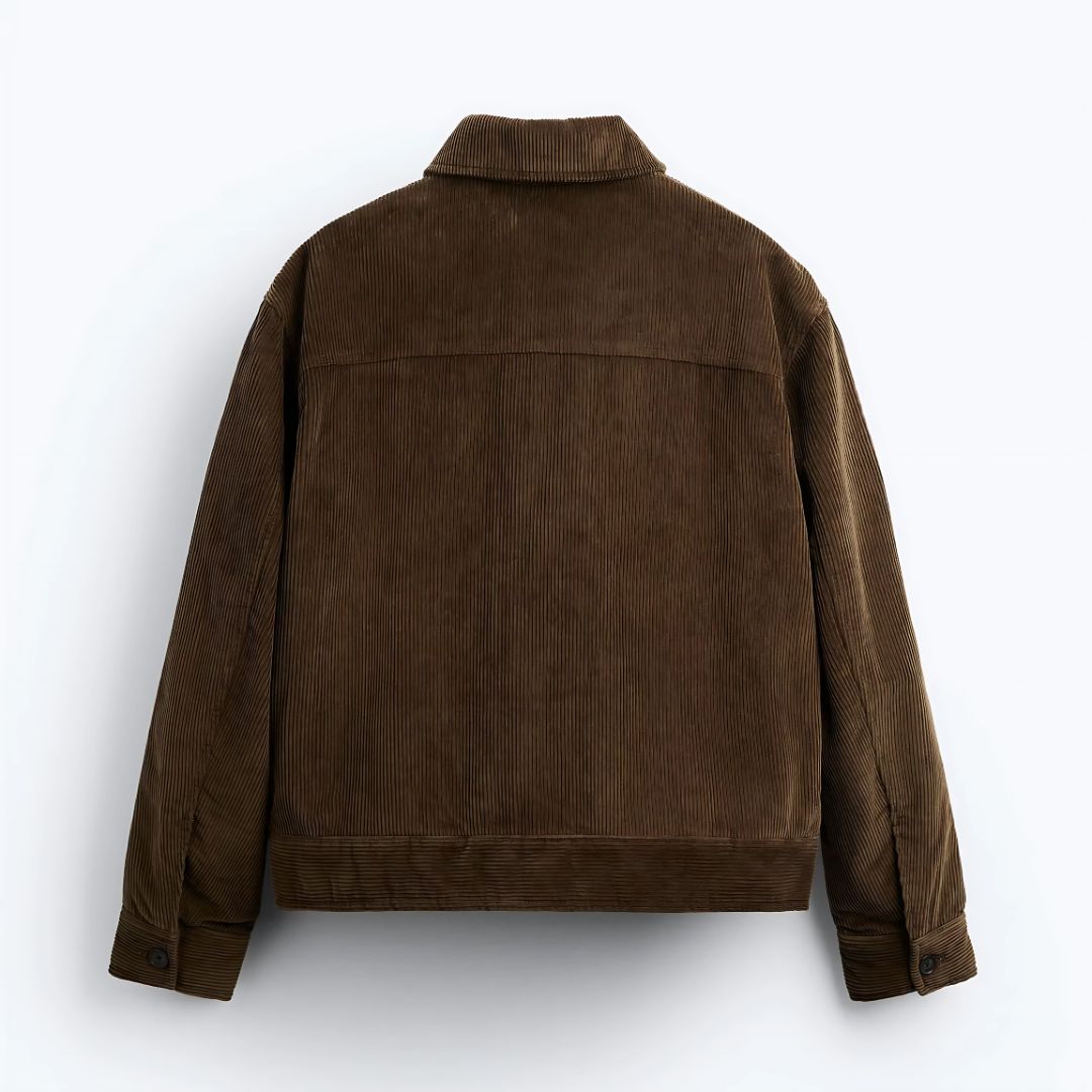 Stylish Brown Corduroy Cargo Jacket for Men