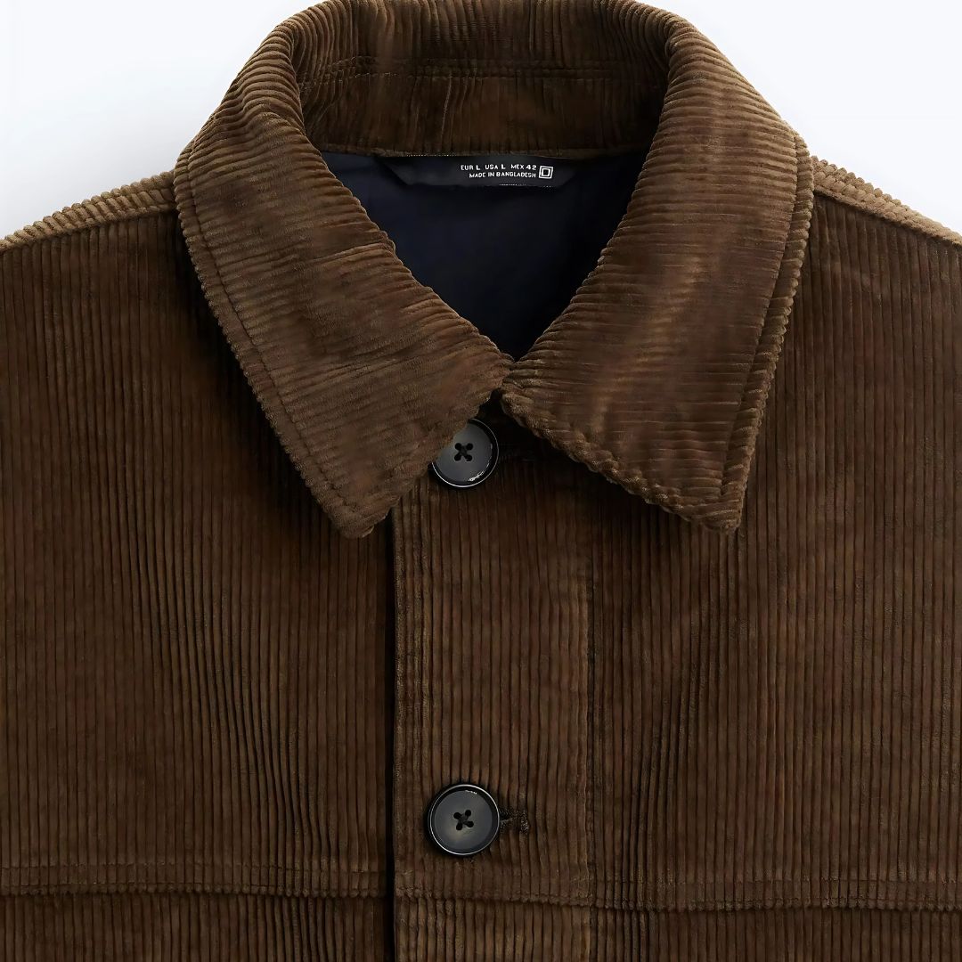 Stylish Brown Corduroy Cargo Jacket for Men