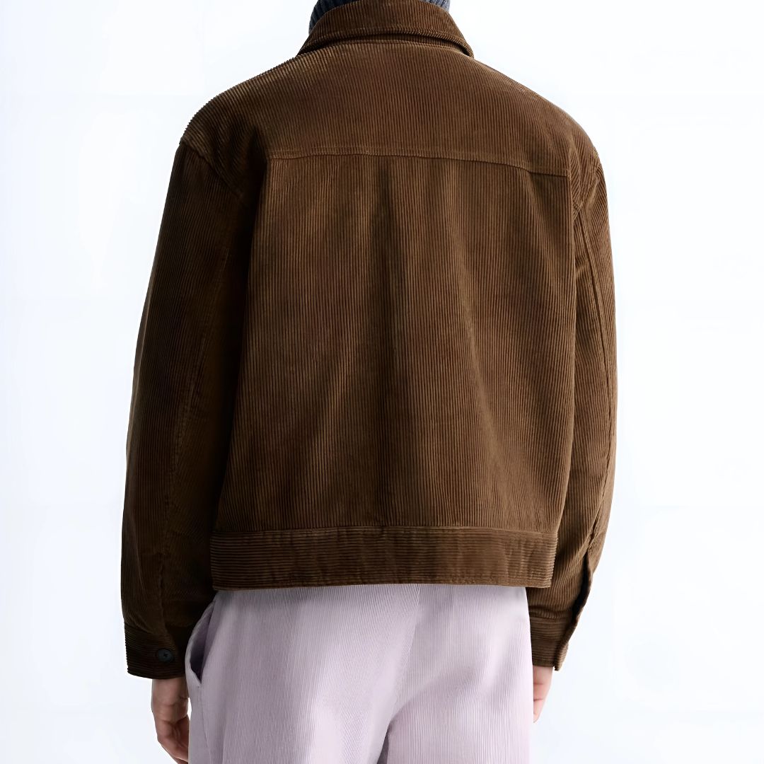 Stylish Brown Corduroy Cargo Jacket for Men