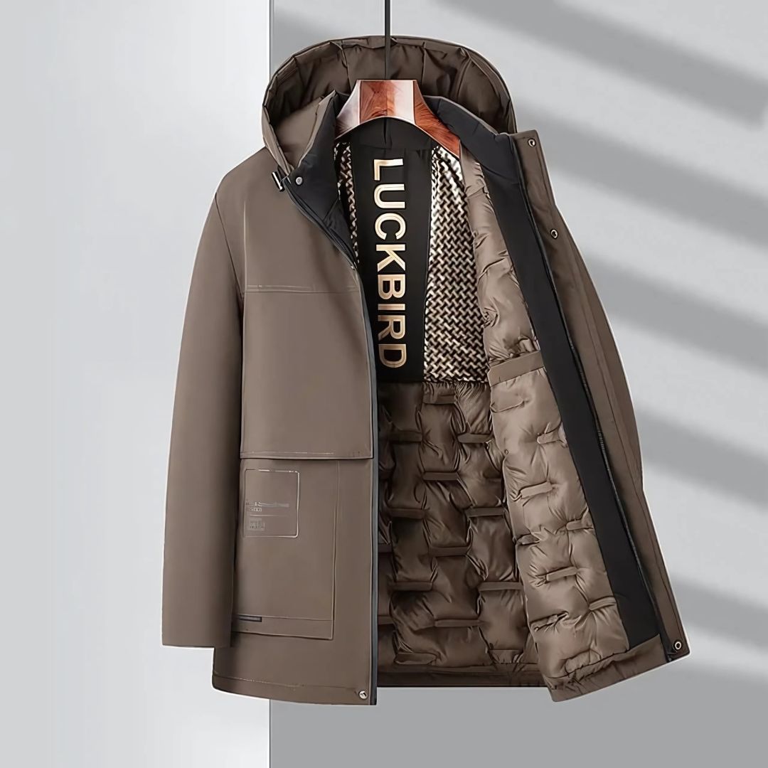 Stylish Men's Hooded Parka Jacket with Zip Closure