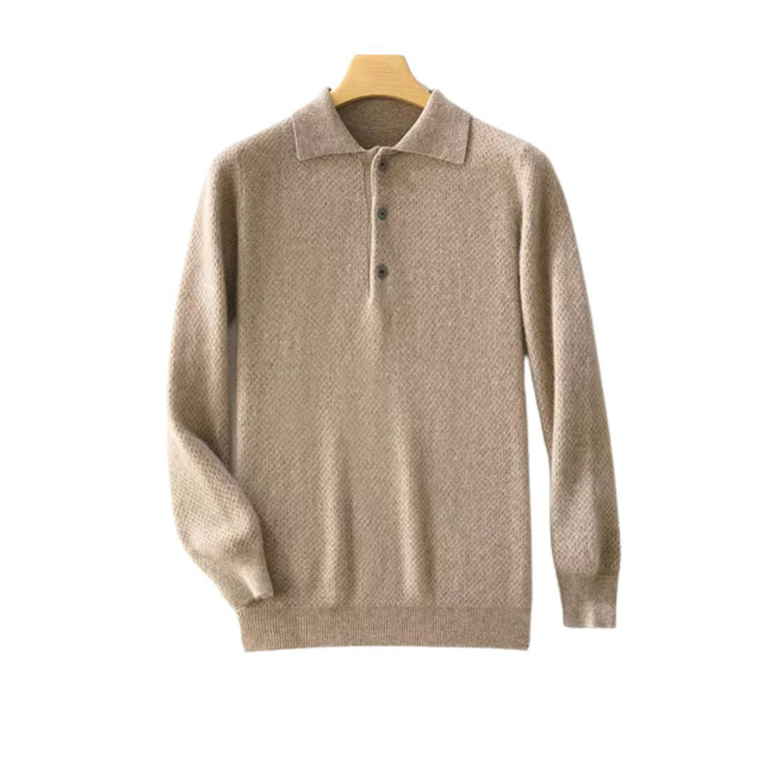 Luxurious Cashmere Sweater in Classic Wool Herringbone for Men