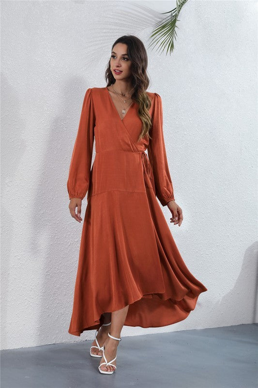 Elegant Annva Women's V-Neck Long Sleeve Maxi Dress for Effortless Style