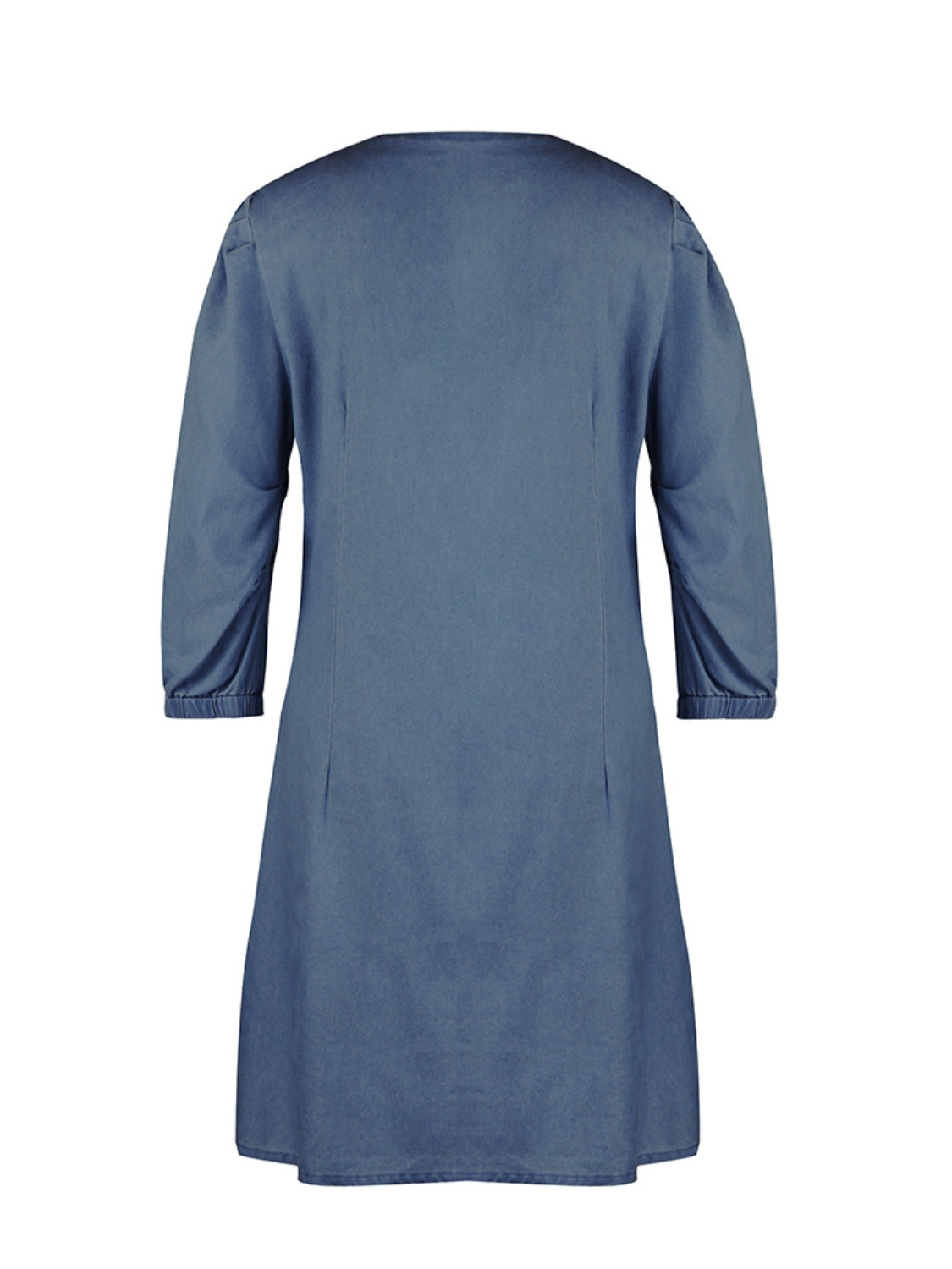 Chic V-Neck Denim Dress with Stylish Half Sleeves