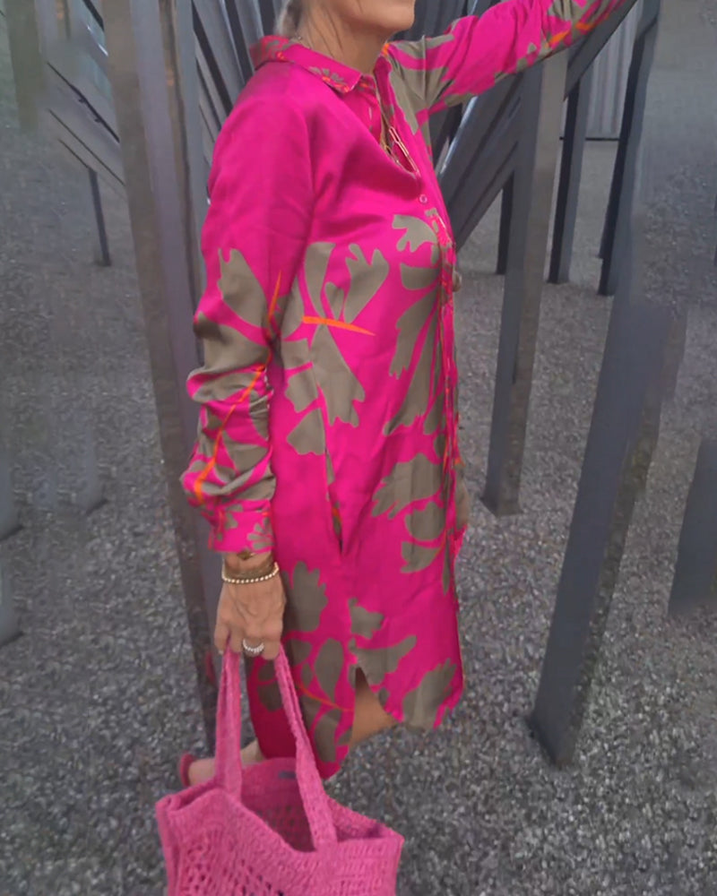 Stylish Printed Long Sleeve Tunic Dress for Women