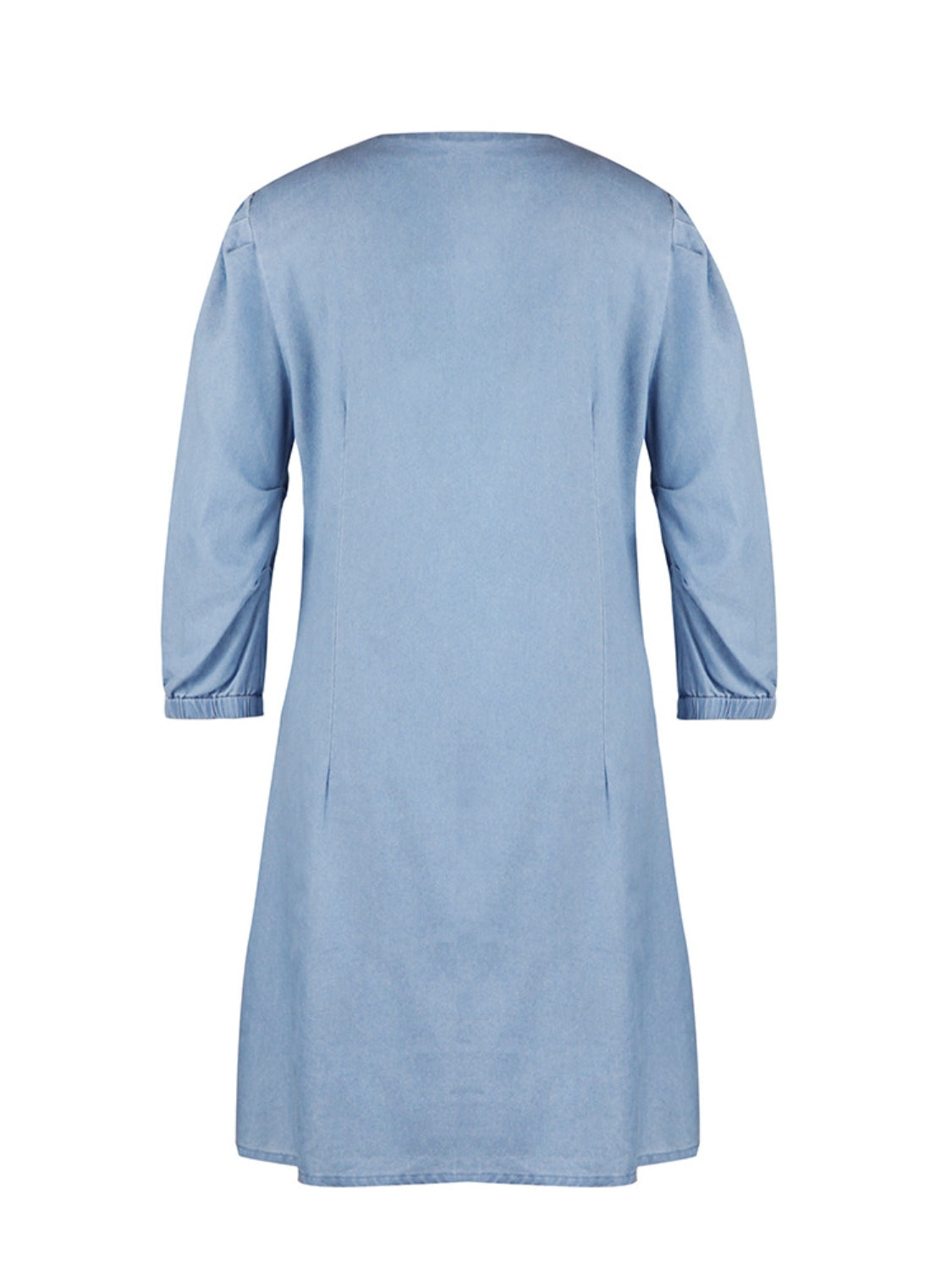 Chic V-Neck Denim Dress with Stylish Half Sleeves