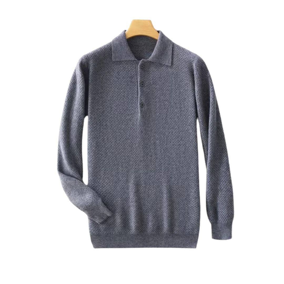 Luxurious Cashmere Sweater in Classic Wool Herringbone for Men
