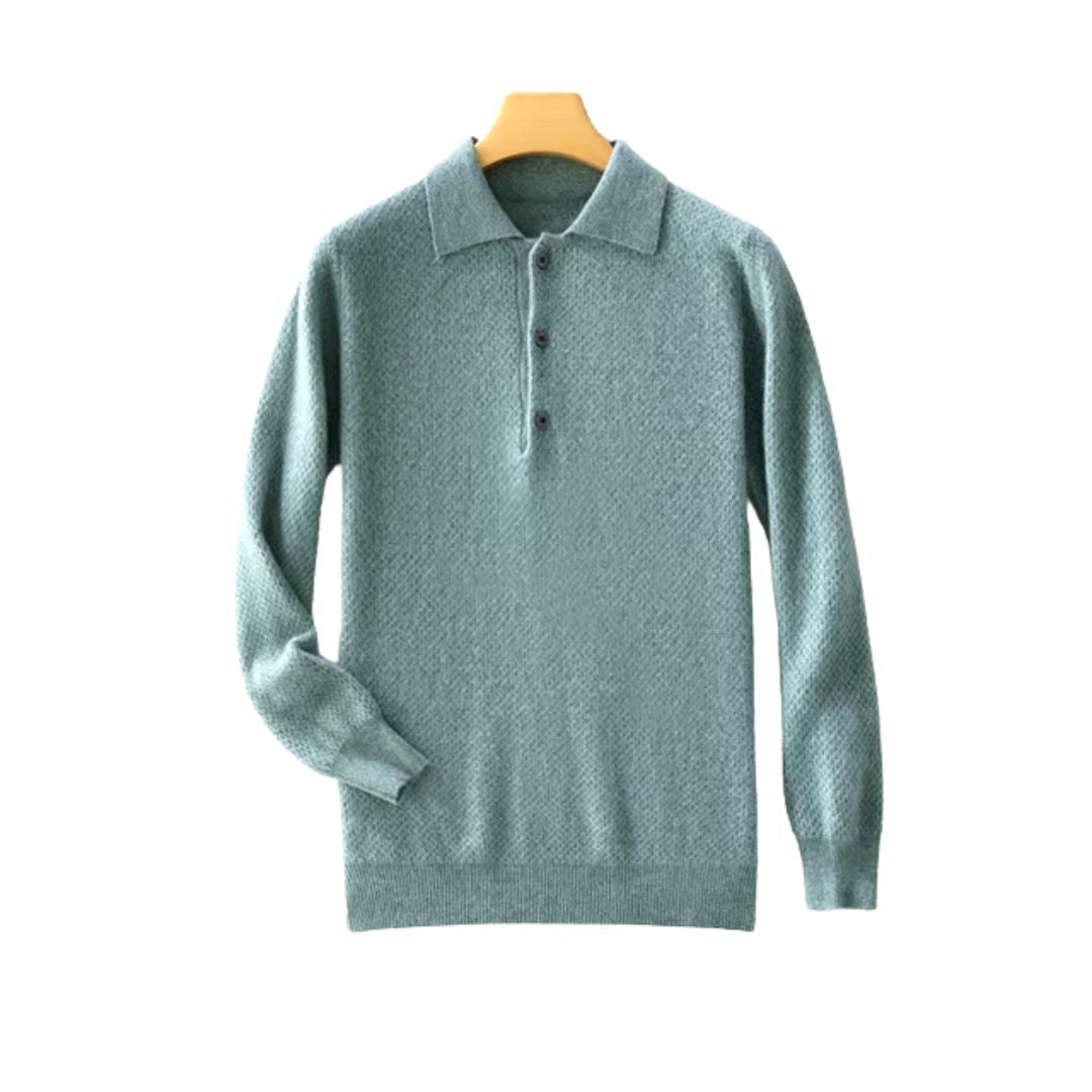 Luxurious Cashmere Sweater in Classic Wool Herringbone for Men