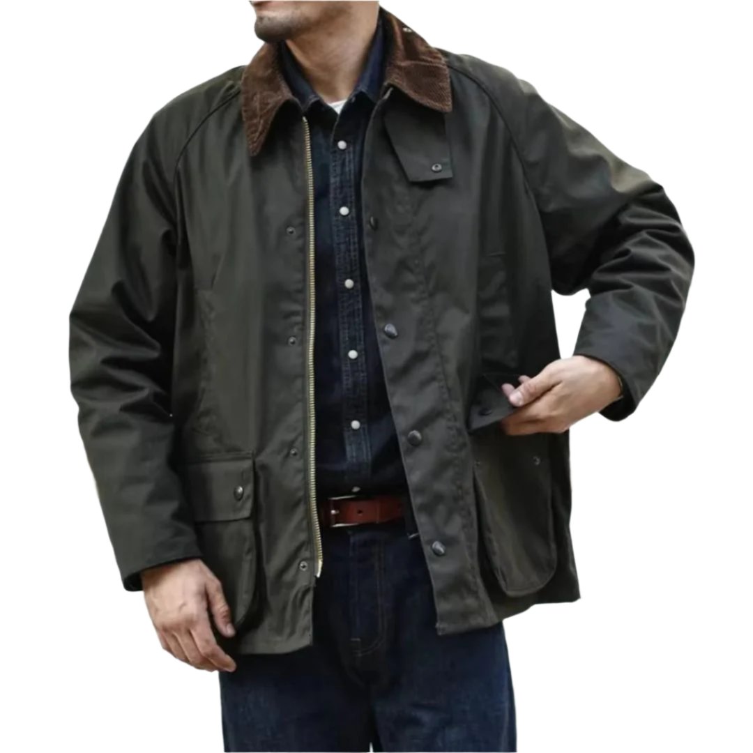 Stylish Men's Oil-Free Waxed Jacket for All-Weather Comfort