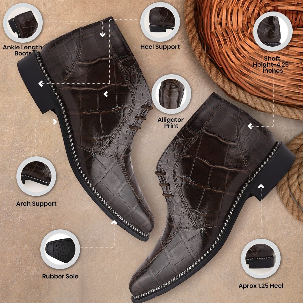 Stylish Men’s Genuine Leather Lace-Up Boots