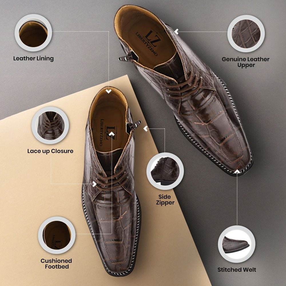 Stylish Men’s Genuine Leather Lace-Up Boots