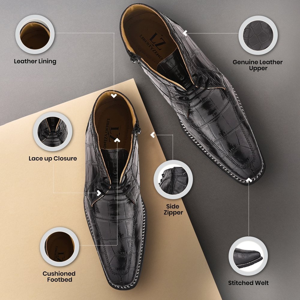 Stylish Men’s Genuine Leather Lace-Up Boots
