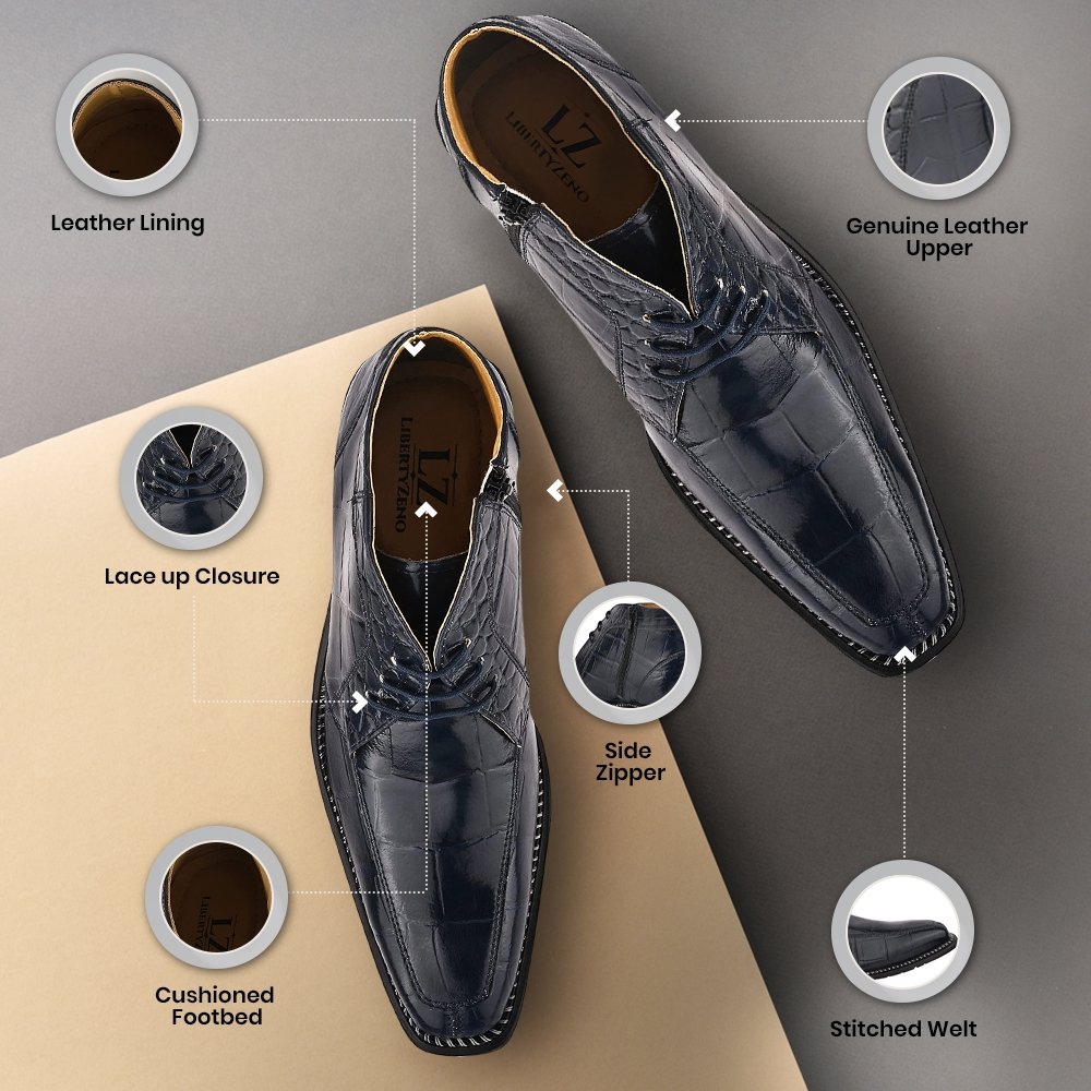 Stylish Men’s Genuine Leather Lace-Up Boots
