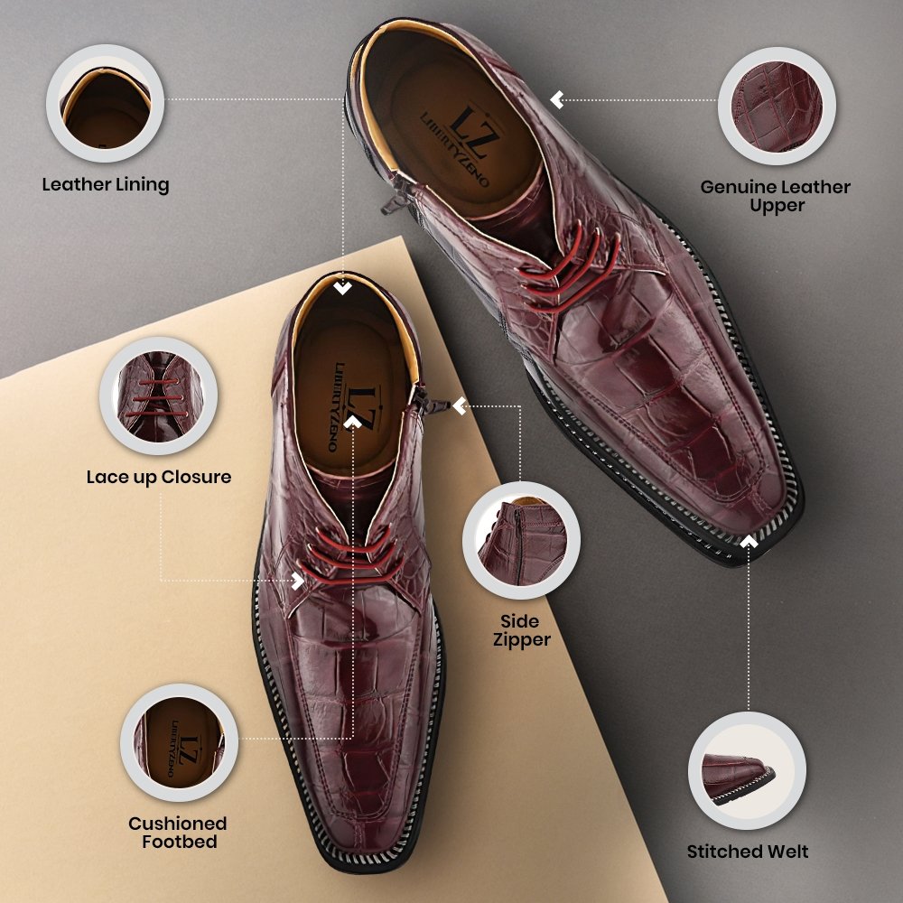 Stylish Men’s Genuine Leather Lace-Up Boots