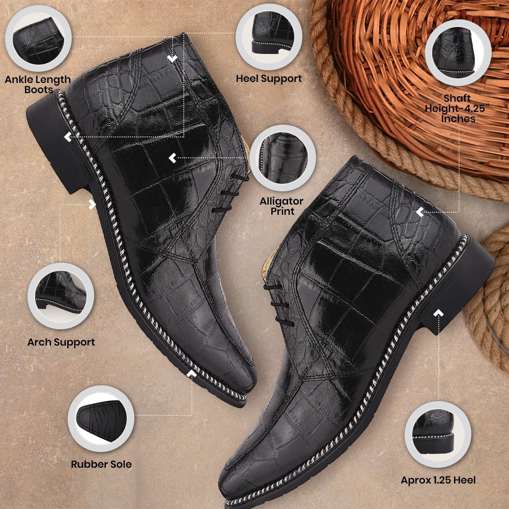 Stylish Men’s Genuine Leather Lace-Up Boots