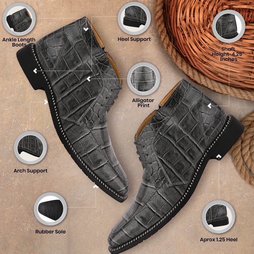 Stylish Men’s Genuine Leather Lace-Up Boots