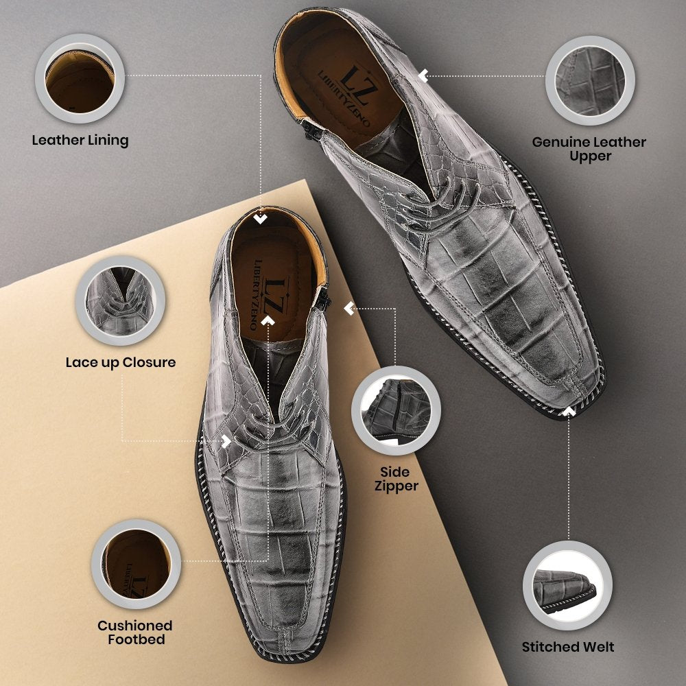 Stylish Men’s Genuine Leather Lace-Up Boots