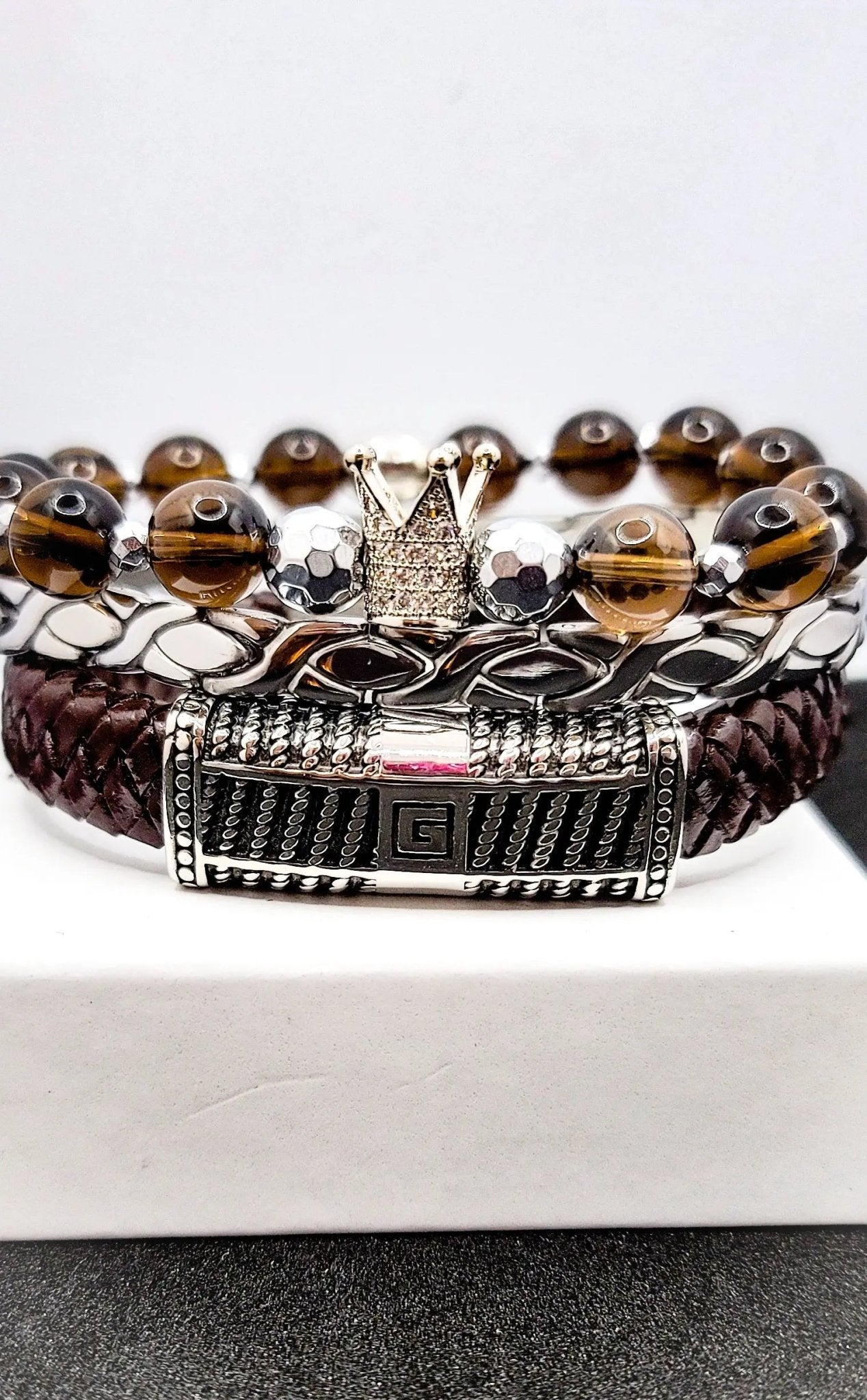 Stylish Men's Smoky Quartz Bracelet Collection