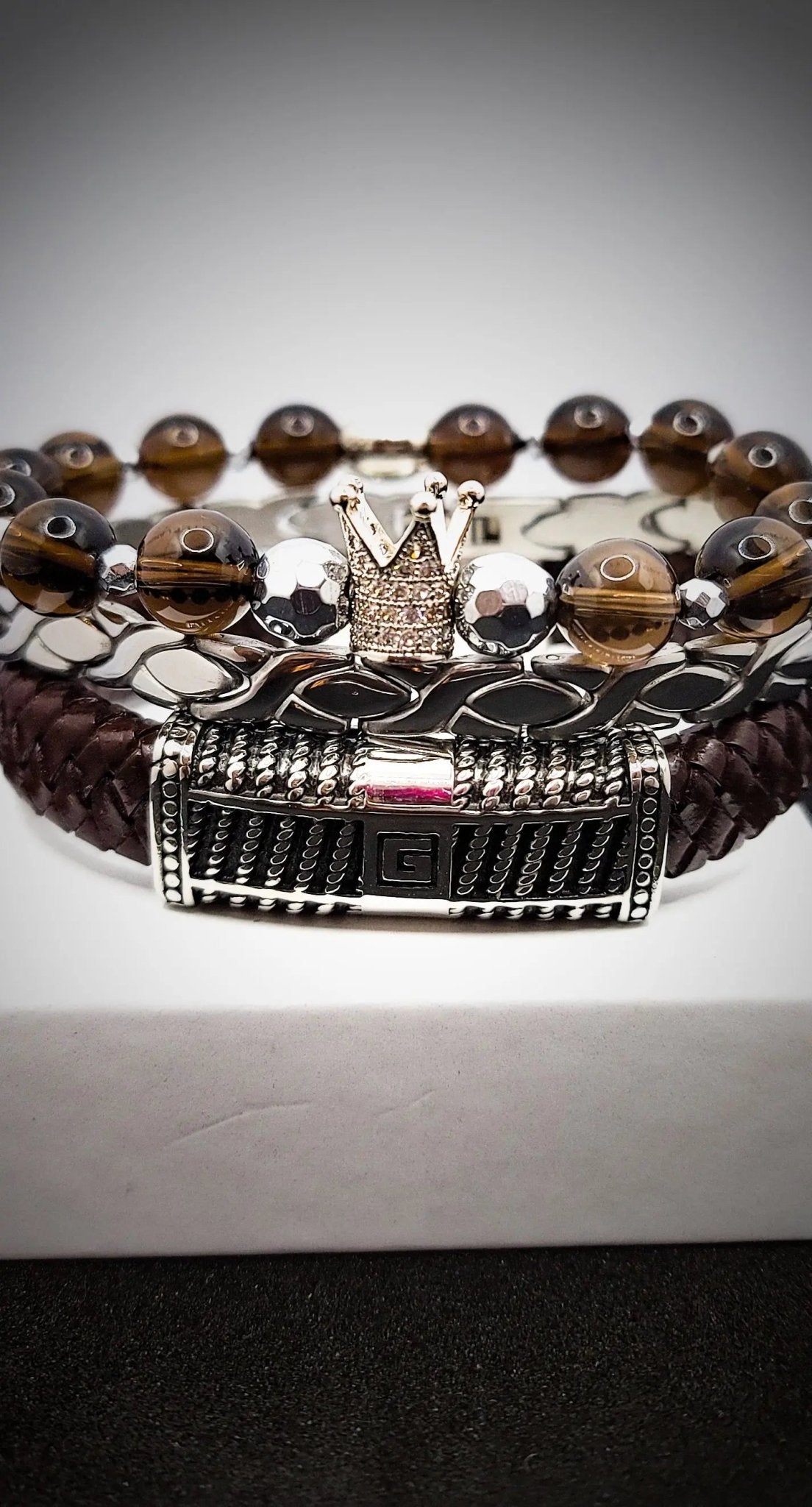 Stylish Men's Smoky Quartz Bracelet Collection