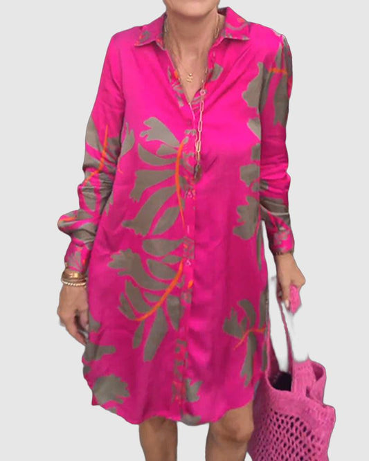 Stylish Printed Long Sleeve Tunic Dress for Women