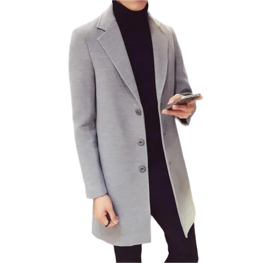 Stylish Men's Long Wool Coat for Cozy Winter Comfort