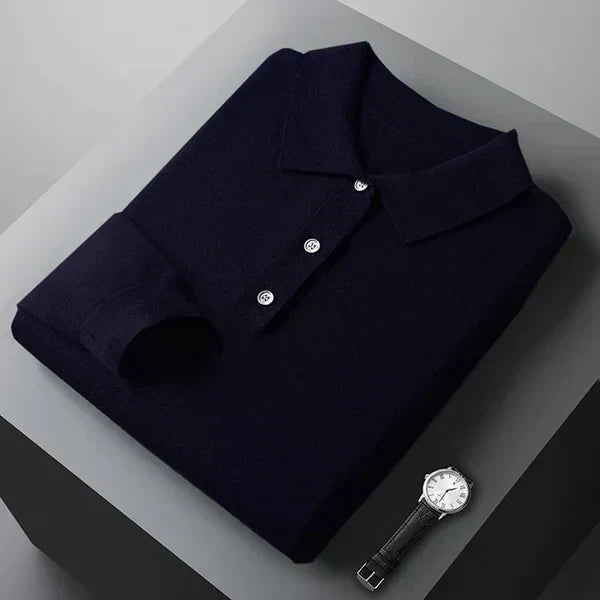 Luxurious Long-Sleeve Cashmere Polo