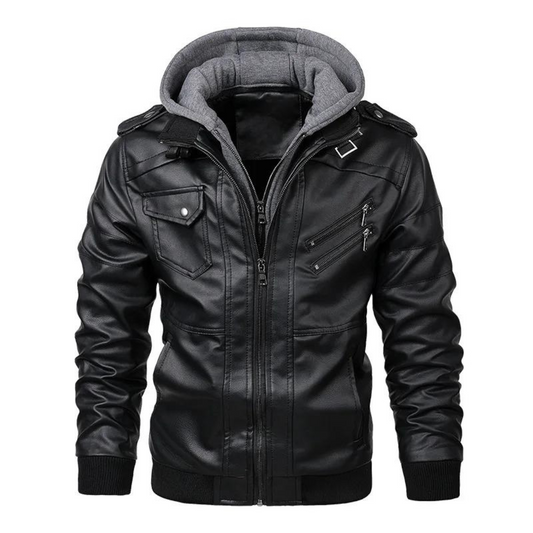 Stylish Men's Casual Leather Jacket for Cozy Comfort