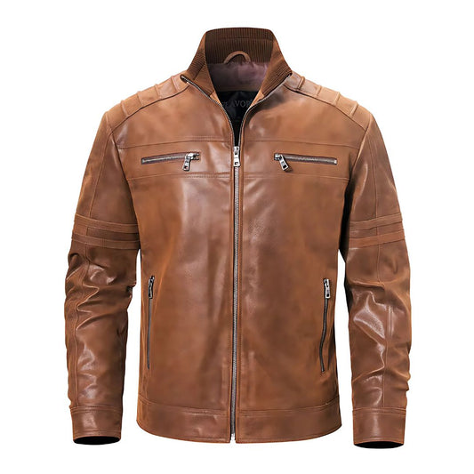 Stylish Men's Authentic Leather Biker Jacket