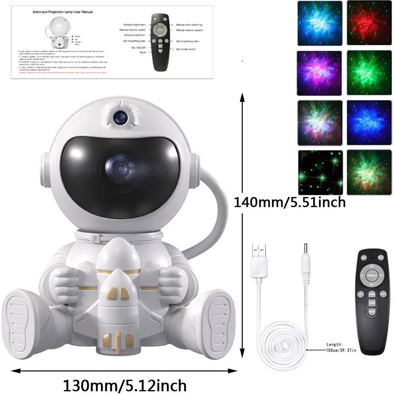Rocket Astronaut LED Star Galaxies Projector Night Light