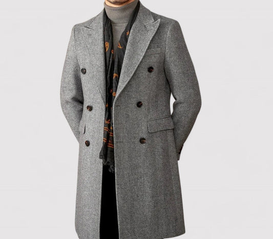 Stylish Men's Double-Breasted Wool Winter Coat