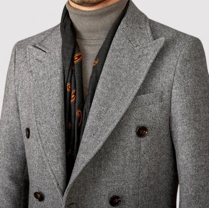 Stylish Men's Double-Breasted Wool Winter Coat