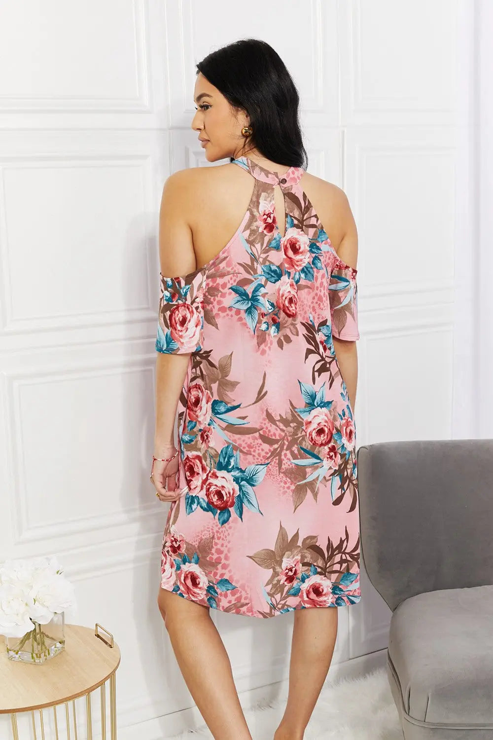 Sew In Love | Charming Cold-Shoulder Dress with Fresh-Cut Flowers